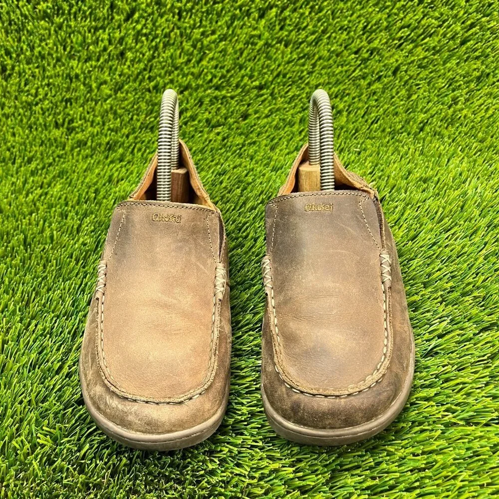 OluKai Moloa Kids Boys Size 3Y Brown Casual Classic Slip On Shoes Loafers